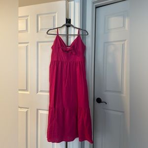 LOFT Tie Front Strappy Midi Dress in Radiant Fuscia Size 4
